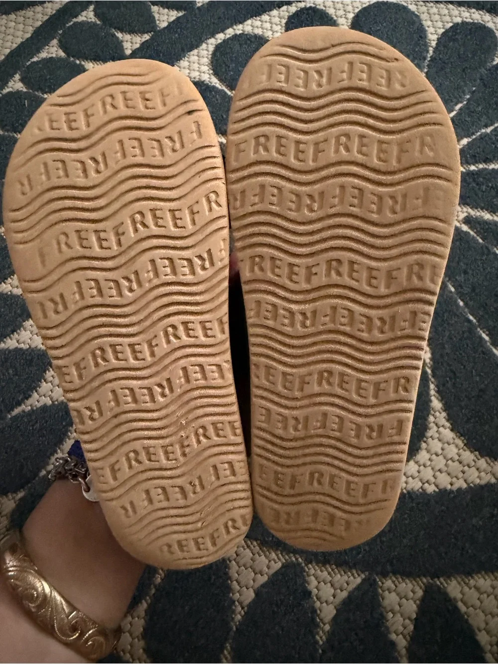 Reef Black Double-Strap Slide Sandals with Tan Footbed